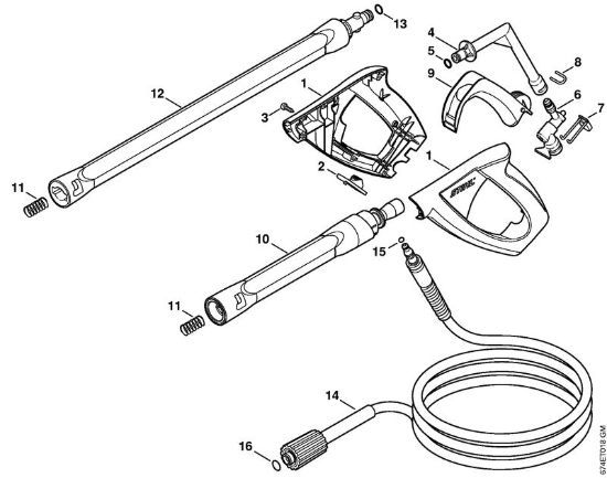 Pistola, tubo nebulizzatore Idropulitrice elettrica (RE) RE 162 della marca STIHL