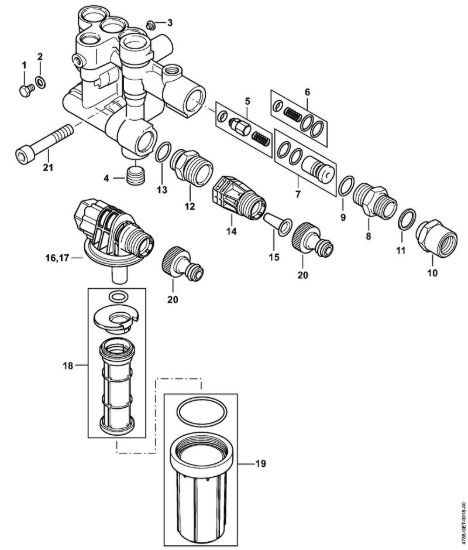 Blocco valvole, allacciamento d'agua RE 232 Idropulitrice elettrica (RE) RE 232 della marca STIHL