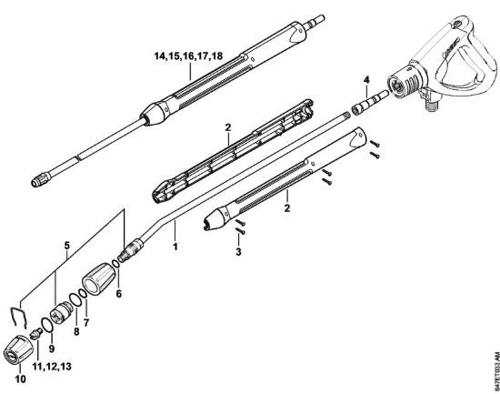 Tubo spruzzatore Idropulitrice elettrica (RE) RE 281 della marca STIHL