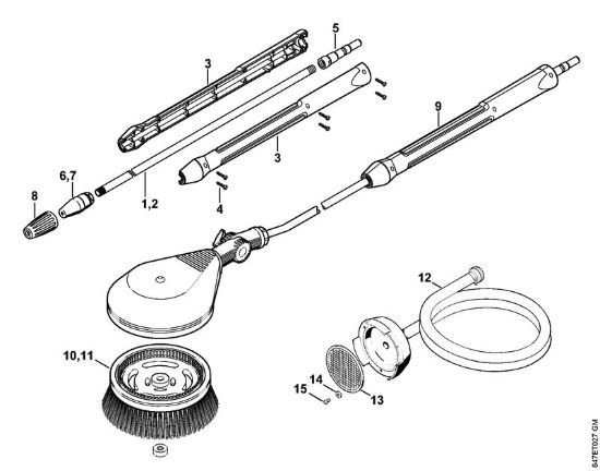 Ugello rotore, spazzola di lavaggio rotativa, tubo flessibiledi aspirazione Idropulitrice elettrica (RE) RE 281 della marca STIHL