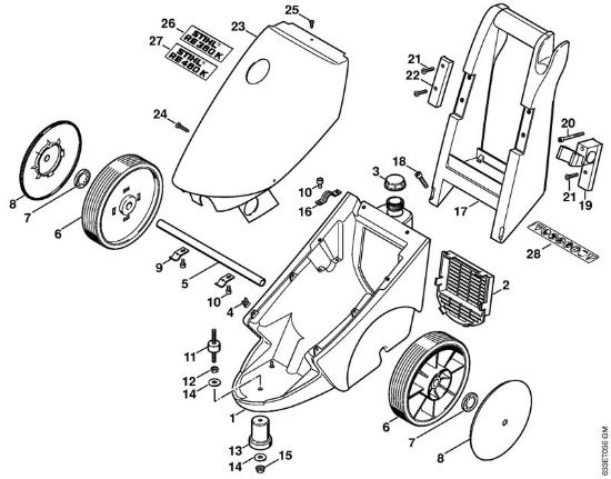Carrello, cappottatura Idropulitrice elettrica (RE) RE 360 K della marca STIHL