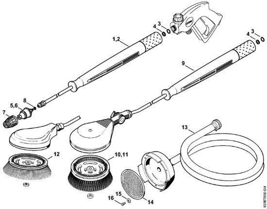 Ugello rotore, spazzola di lavaggio rotativa, tubo flessibiledi aspirazione Idropulitrice elettrica (RE) RE 360 K della marca STIHL