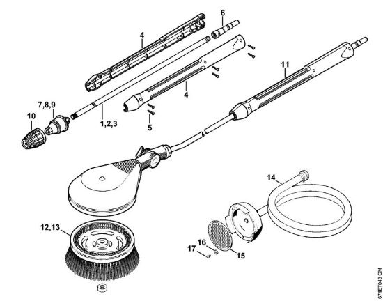 Ugello rotore, spazzola di lavaggio rotativa, tubo flessibiledi aspirazione Idropulitrice elettrica (RE) RE 361 PLUS della marca STIHL