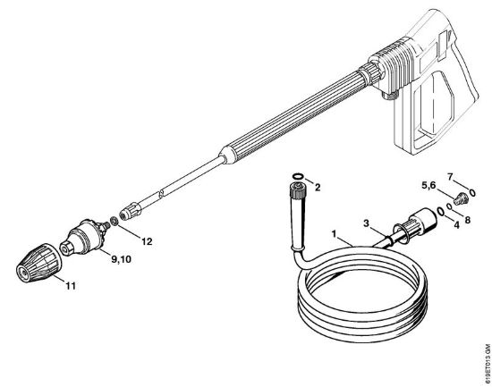 Tubo flessibile alta pressione, ugello rotore Idropulitrice elettrica (RE) RE 440 K della marca STIHL