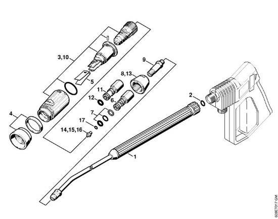 Tubo spruzzatore, testa a getto Vario SP 300 Idropulitrice elettrica (RE) RE 500 W della marca STIHL