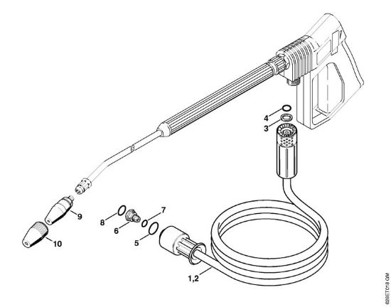 Tubo flessibile alta pressione, ugello rotore Idropulitrice elettrica (RE) RE 560 W della marca STIHL