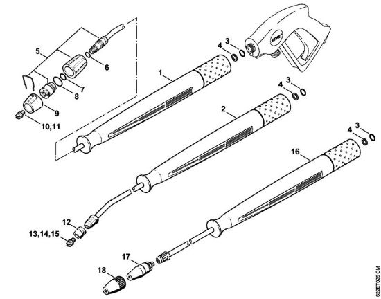 Tubo spruzzatore, testa a getto Vario Idropulitrice elettrica (RE) RE 580 W della marca STIHL