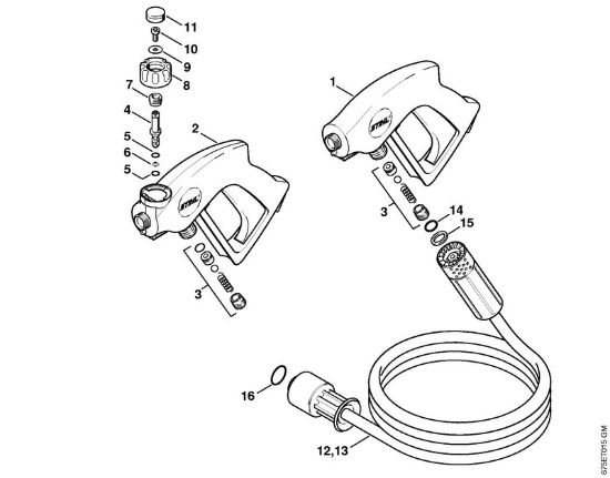 Pistola, tubo flessibile alta pressione Idropulitrice elettrica (RE) RE 581 della marca STIHL