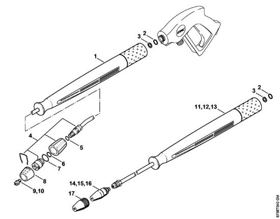 Tubo spruzzatore, ugello rotore Idropulitrice elettrica (RE) RE 581 della marca STIHL