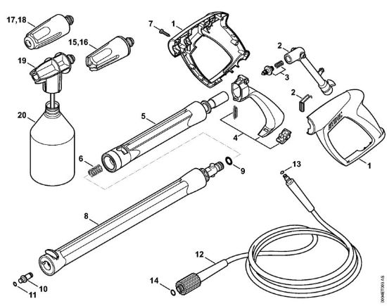 Pistola, tubo nebulizzatore Idropulitrice elettrica (RE) RE 88 della marca STIHL
