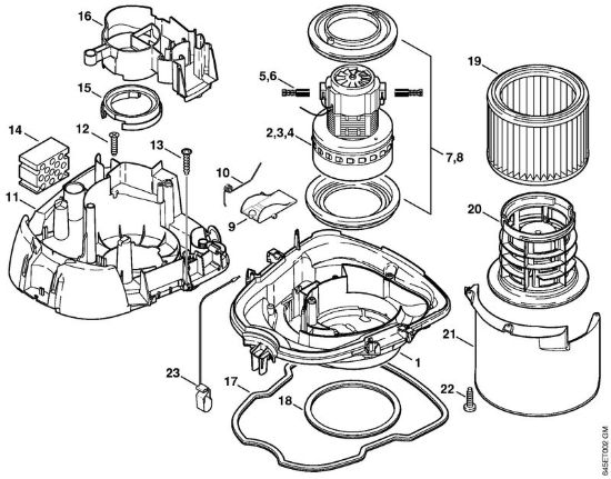Carcassa motore, Elettromotore, Filtro Aspiratori (SE) SE 121 E della marca STIHL