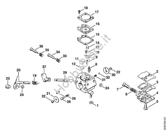 Carburatore WT-38 Soffiatori (BG, BR) BG 61 della marca STIHL