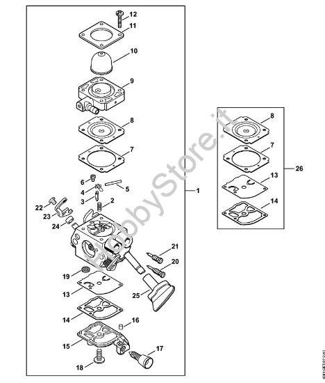 Carburatore 4241/24 Soffiatori (BG, BR) BG 66 C-E D della marca STIHL
