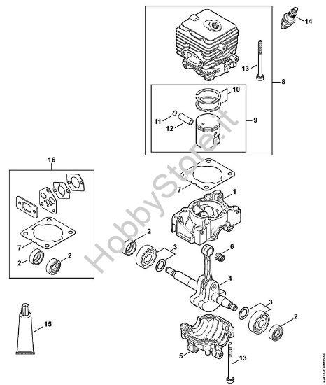 Carter albero a gomito, cilindro Soffiatori (BG, BR) BG 66-D della marca STIHL