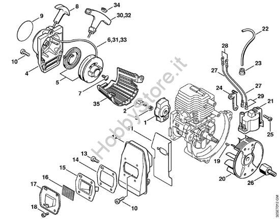 Dispositivo avviamento, impianto di accensione Soffiatori (BG, BR) BG 72 della marca STIHL