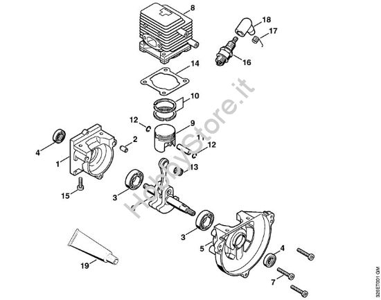 Carter albero a gomito, cilindro Soffiatori (BG, BR) BG 75 della marca STIHL