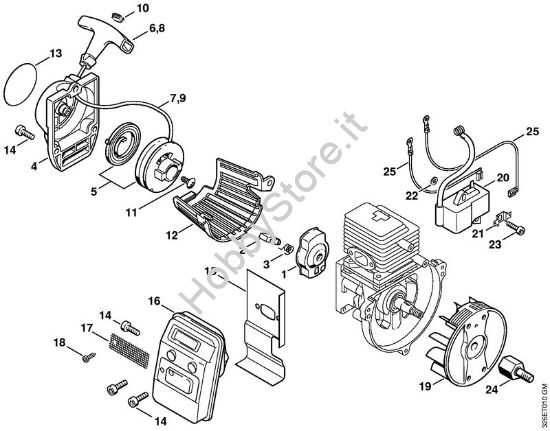 Dispositivo avviamento, impianto di accensione Soffiatori (BG, BR) BG 75 della marca STIHL