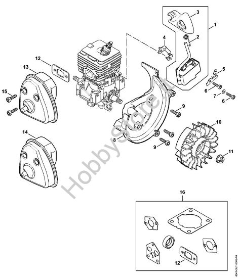 Impianto di accesione, silenziatore BG 86, BG 86 C-E Soffiatori (BG, BR) BG 86 della marca STIHL
