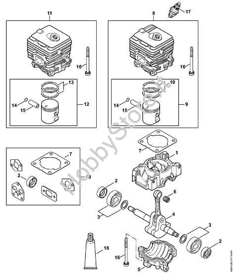 Carter albero a gomito, cilindro Soffiatori (BG, BR) BG 86-D della marca STIHL