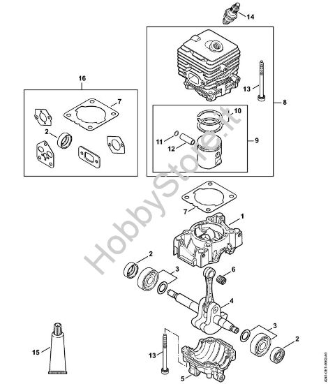 Carter albero a gomito, cilindro BG 86-D, BG 86 C-E D Soffiatori (BG, BR) BG 86-D della marca STIHL