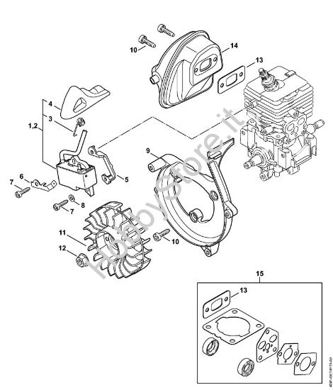 Impianto di accesione, silenziatore Soffiatori (BG, BR) BR 200 della marca STIHL