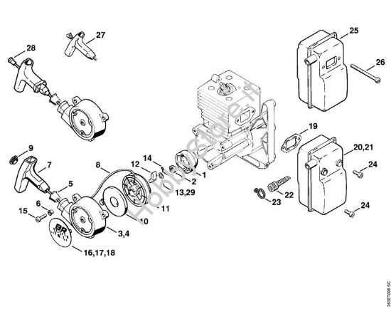 Dispositivo avviamento, silenziatore Soffiatori (BG, BR) BR 320 L della marca STIHL