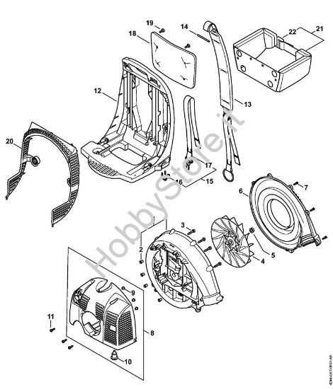 Carter soffiatore, cappottatura, dorsale Soffiatori (BG, BR) BR 350 della marca STIHL