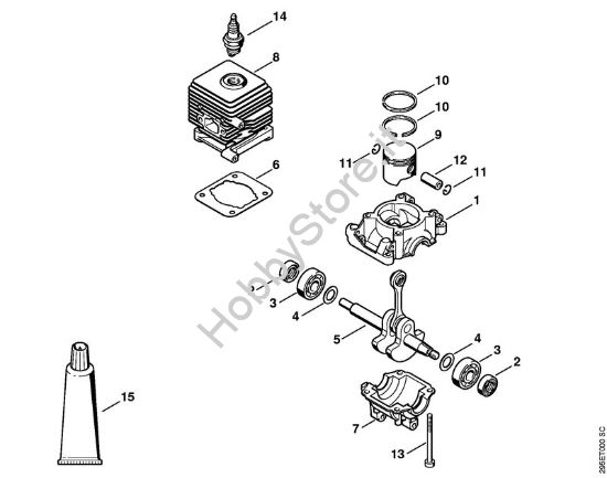 Carter albero a gomito, cilindro Soffiatori (BG, BR) BR 45 C della marca STIHL