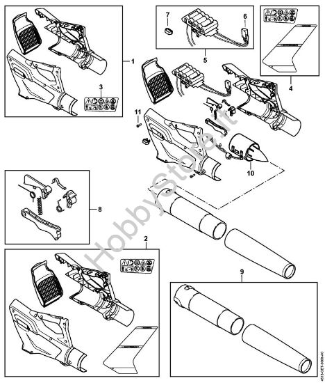 Corpo impugnatura, Accumulatore, Soffiante Soffiatori a batteria (BGA) BGA 45 della marca STIHL