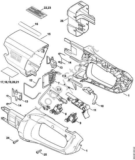 Corpo impugnatura, copertura Soffiatori a batteria (BGA) BGA 85 della marca STIHL