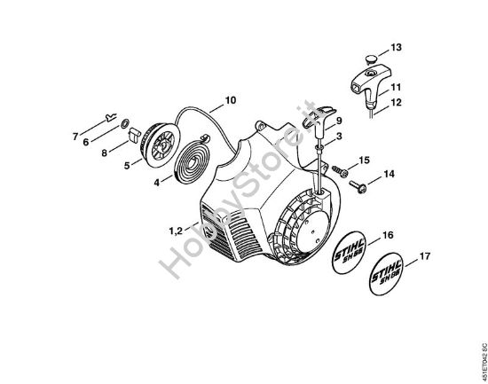 Dispositivo di avviamento Trituratori ad aspirazione (SH) SH 55 della marca STIHL