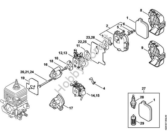 Carburatore, filtro aria Trituratori ad aspirazione (SH) SH 85-DZ della marca STIHL