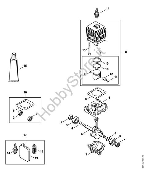 Carter albero a gomito, cilindro Trituratori ad aspirazione (SH) SH 85-DZ della marca STIHL