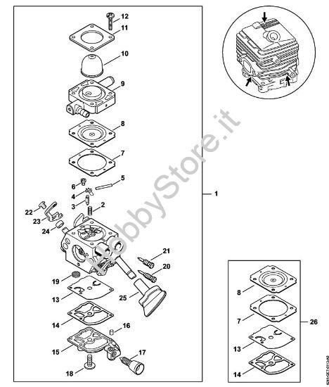 Carburatore 4241/23 Trituratori ad aspirazione (SH) SH 86 C-E della marca STIHL