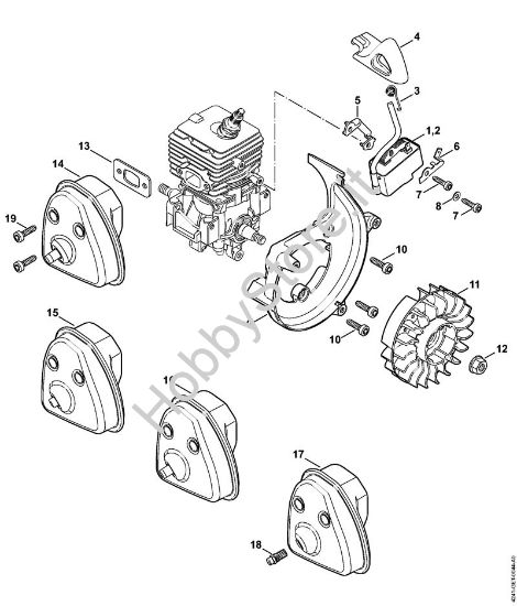 Impianto di accesione, silenziatore Trituratori ad aspirazione (SH) SH 86 C-E D della marca STIHL