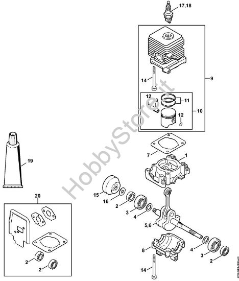 Carter albero a gomito, cilindro Tosasiepi (HL) HL 45 della marca STIHL