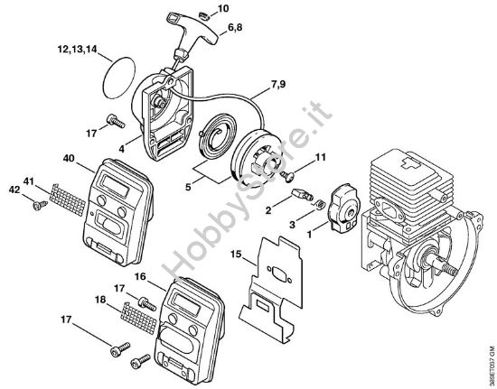 Dispositivo avviamento, silenziatore Tosasiepi (HL) HL 75 K della marca STIHL