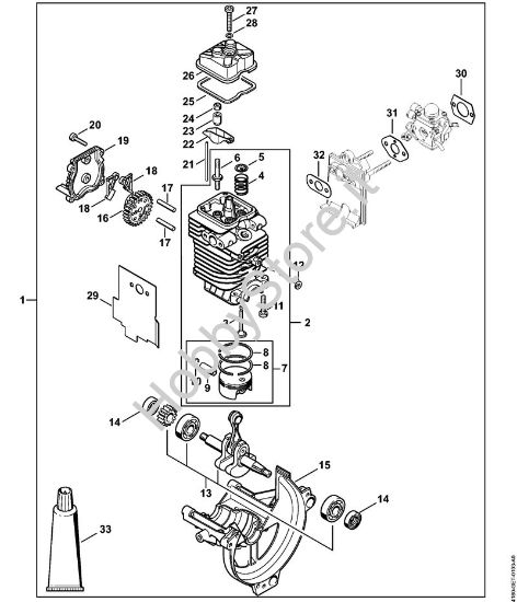 Gruppo propulsore à˜ 38 mm Tosasiepi (HL) HL 95 della marca STIHL
