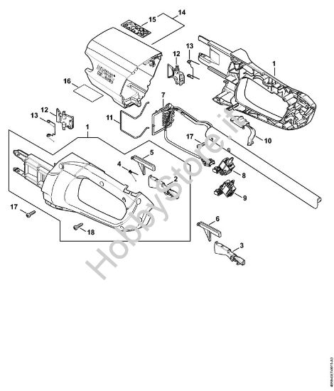 Corpo impugnatura, copertura Tosasiepi a batteria (HLA) HLA 65 della marca STIHL