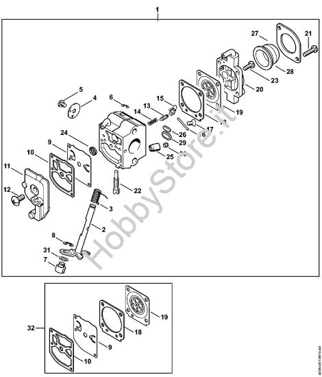 Carburatore C1Q-S49 Tagliasiepi (HS) HS 45 della marca STIHL