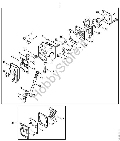 Carburatore C1Q-S54 Tagliasiepi (HS) HS 45 della marca STIHL