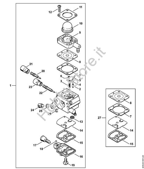 Carburatore C1Q-S278 2-MIX Tagliasiepi (HS) HS 45 2-MIX della marca STIHL