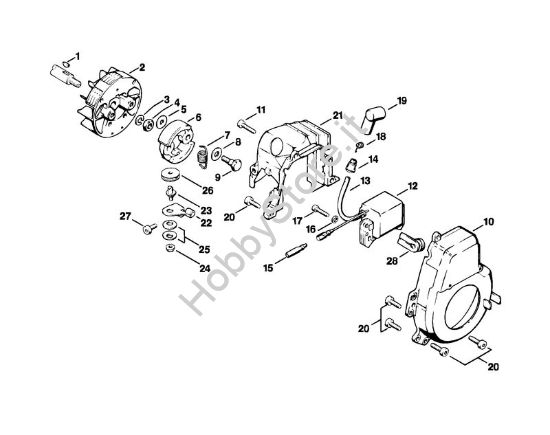 Impianto di accesione, carenatura ventola Tagliasiepi (HS) HS 61 della marca STIHL