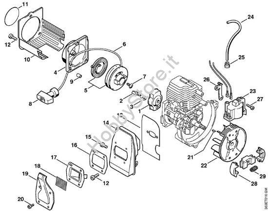 Dispositivo avviamento, impianto di accensione Tagliasiepi (HS) HS 72 della marca STIHL