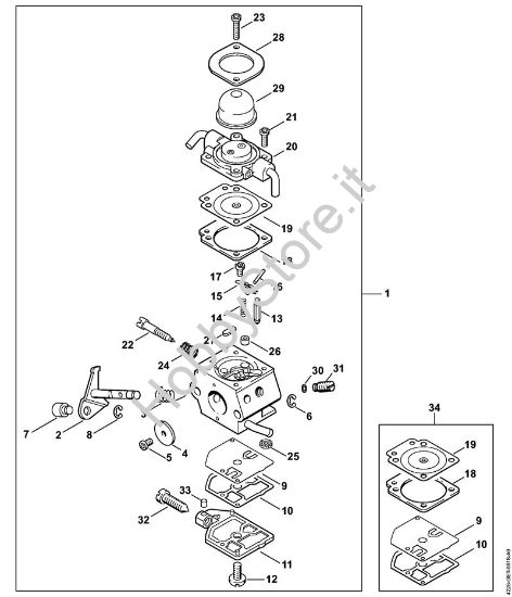 Carburatore C1Q-S29 Tagliasiepi (HS) HS 80 della marca STIHL