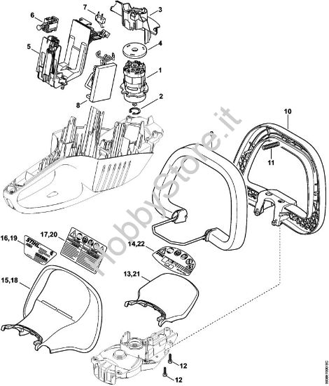 Elettromotore, modulo elettronico, Staffa di comando Tagliasiepi a batteria (HSA) HSA 66 della marca STIHL