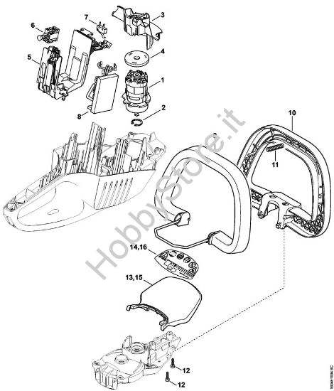 Elettromotore, modulo elettronico, Staffa di comando Tagliasiepi a batteria (HSA) HSA 86 della marca STIHL