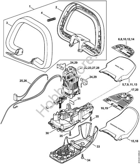 Impugnatura ad archetto, Elettromotore, Scatola riduttore Tagliasiepi elettriche (HSE) HSE 52 della marca STIHL