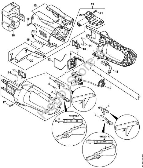 Corpo impugnatura, copertura Sramatori lunghi a batteria (HTA) HTA 85 della marca STIHL