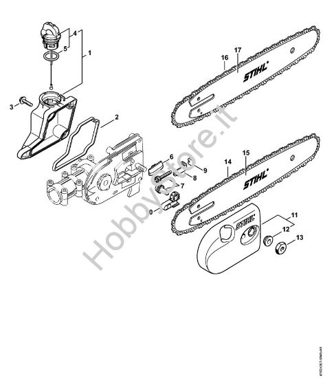 Pompa olio, coperchio rocchetto catena (38.2016) Sramatori telescopici (HT) HT 100 della marca STIHL